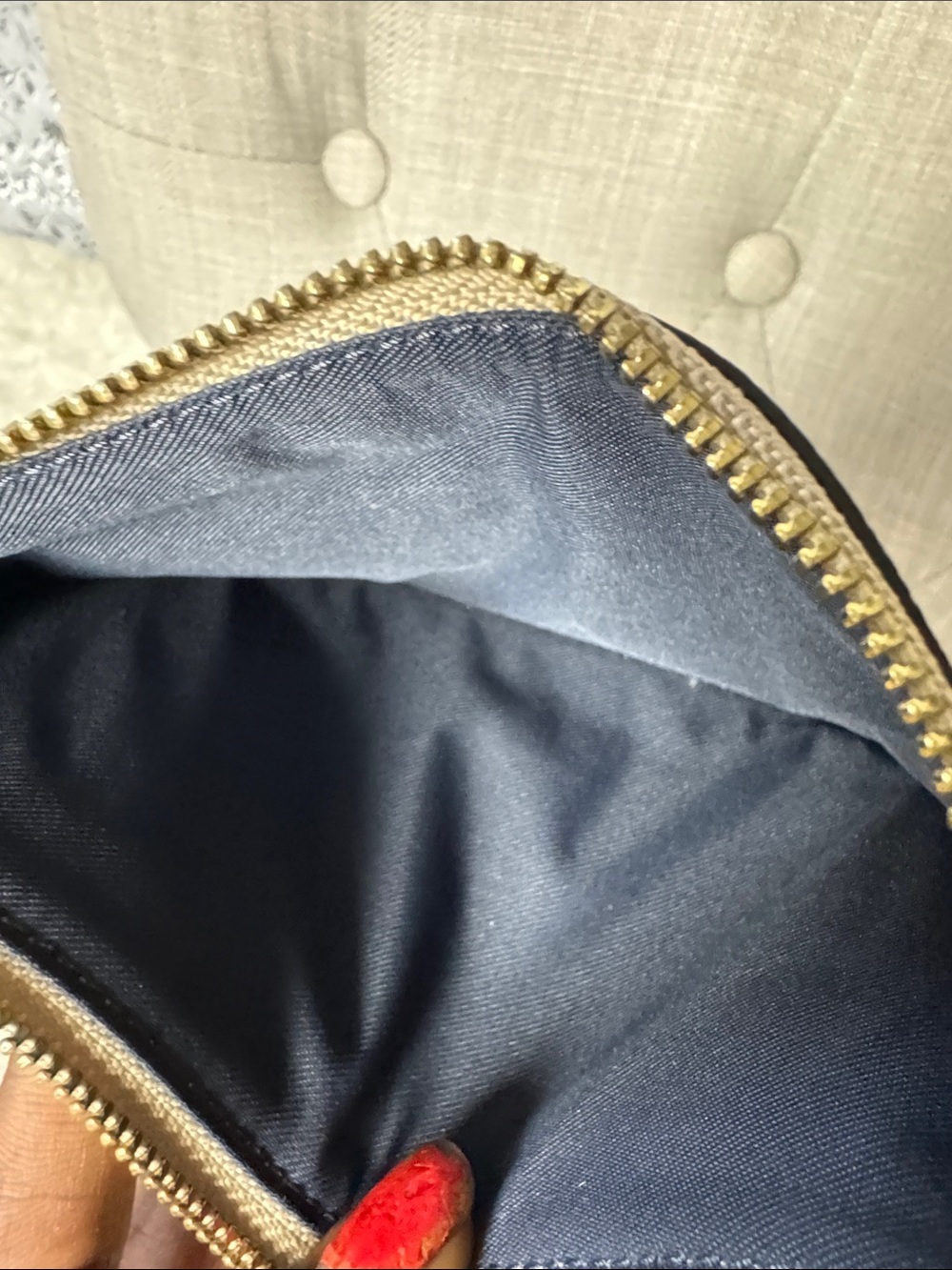 Coach Beige Signature Wristlet with Light Blue Pocket - Picture 3 of 7